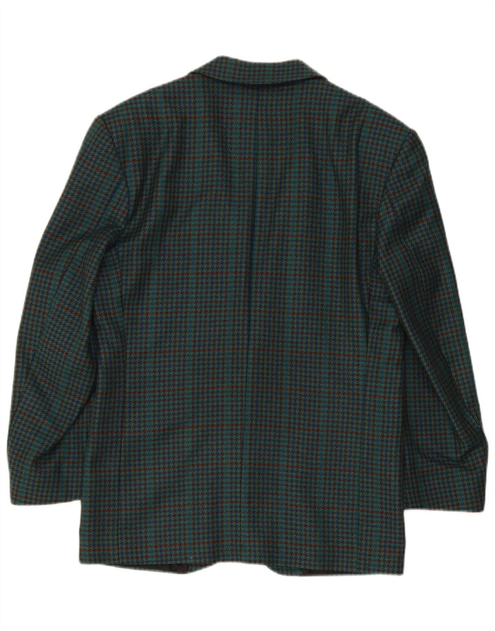 Vintage Herren 2-Knopf-Blazer-Jacke IT 46 Kleine grüne Hahnentritt-Schurwolle