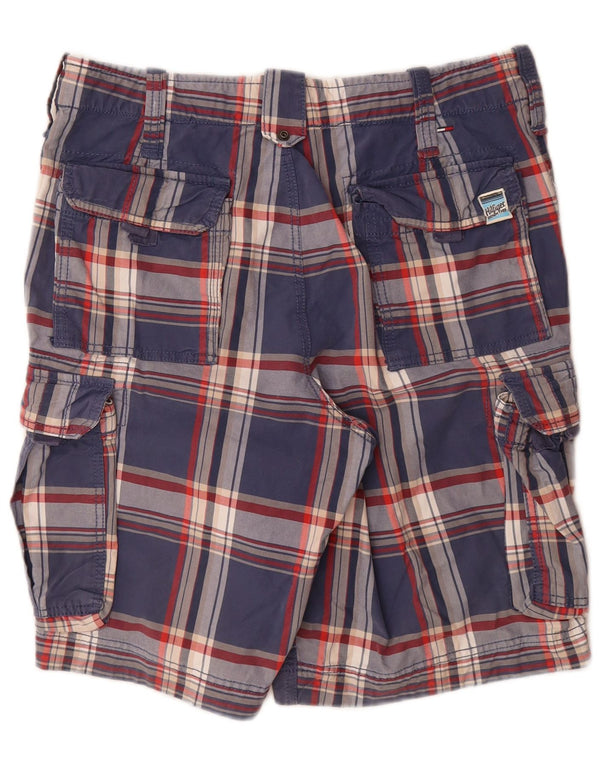 TOMMY HILFIGER Herren Cargo Shorts W32 Medium Navy Blue Check Baumwolle