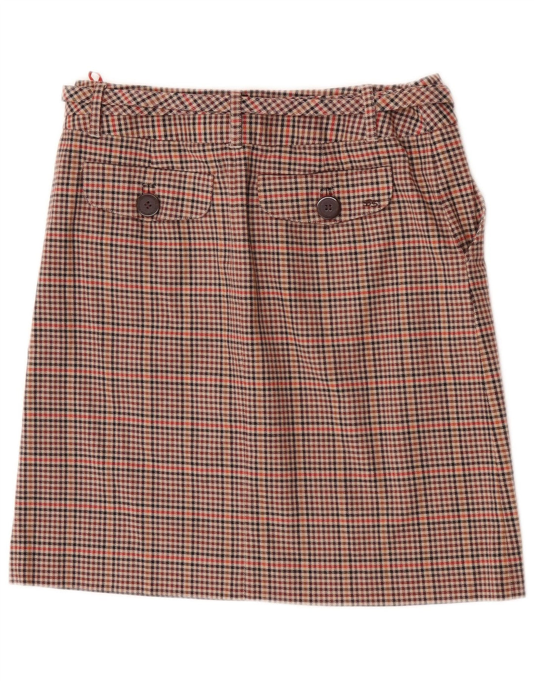 Ben Sherman Damen Minirock Small W27 Braun karierte Baumwolle
