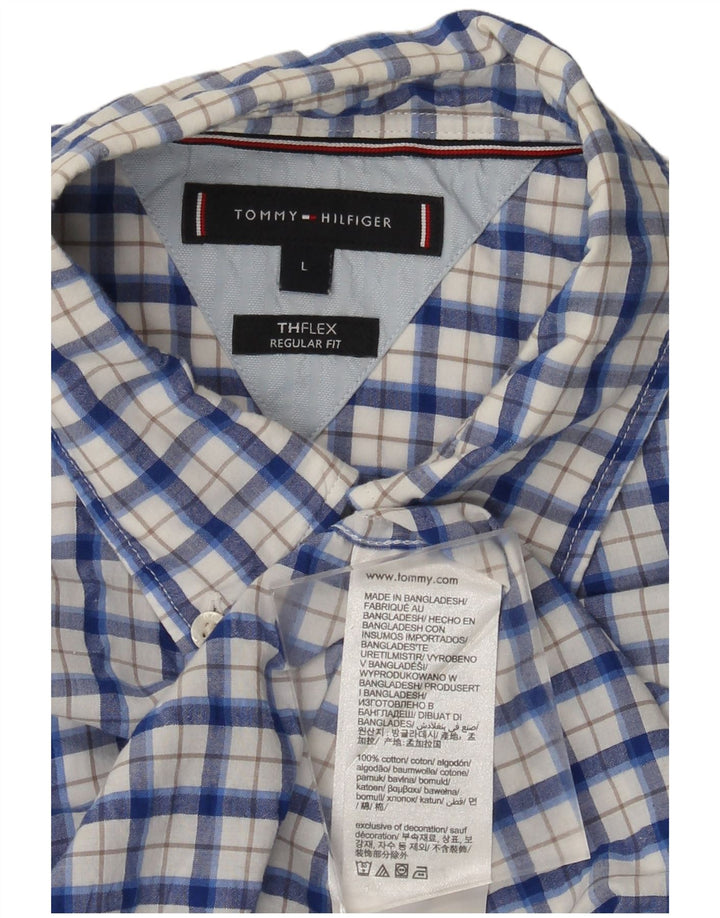 Tommy Hilfiger Herren-Hemd mit normaler Passform, groß, blau kariert, Baumwolle