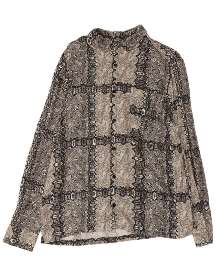 TOPMAN Herrenhemd Mittelgraue Paisley-Viskose