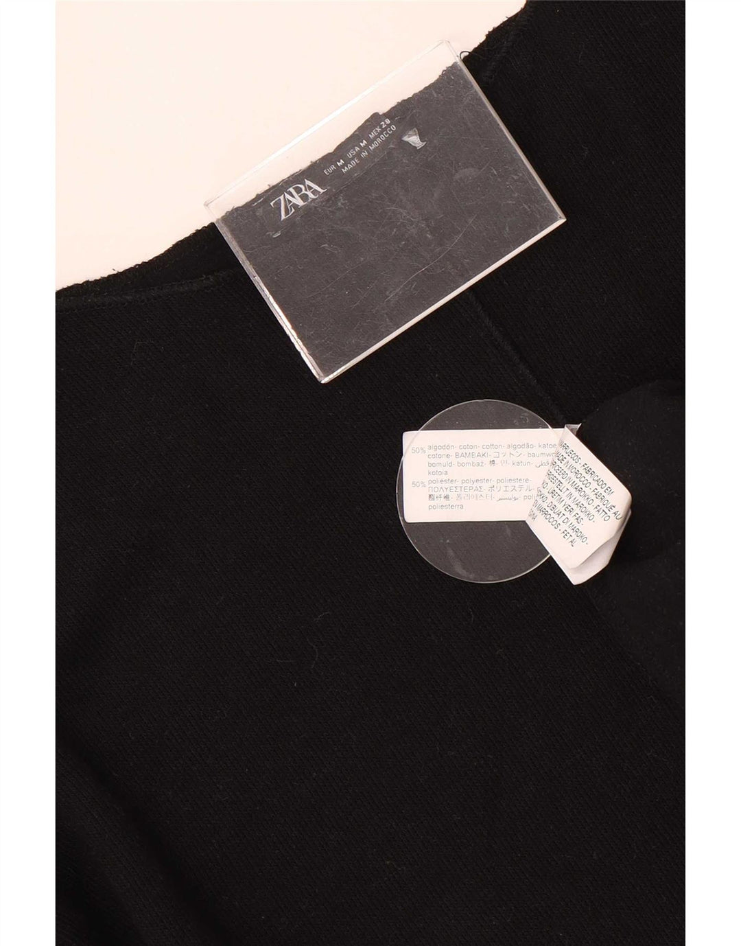 Zara Damen Top Langarm UK 14 Medium Schwarz Baumwolle