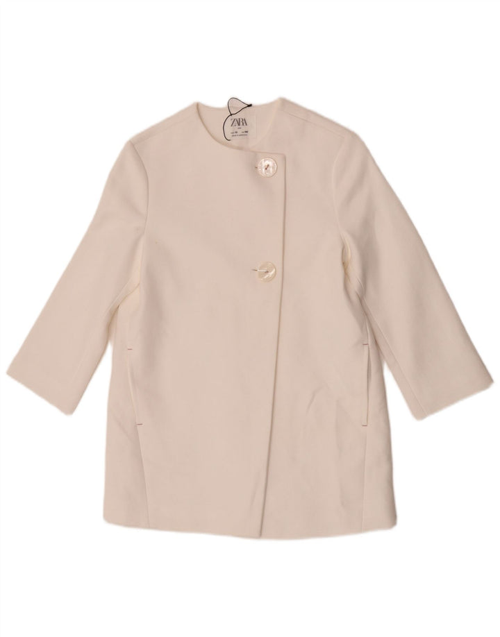 Zara Mädchen-Blazer mit 2 Knöpfen, 9–10 Jahre, weiße Baumwolle