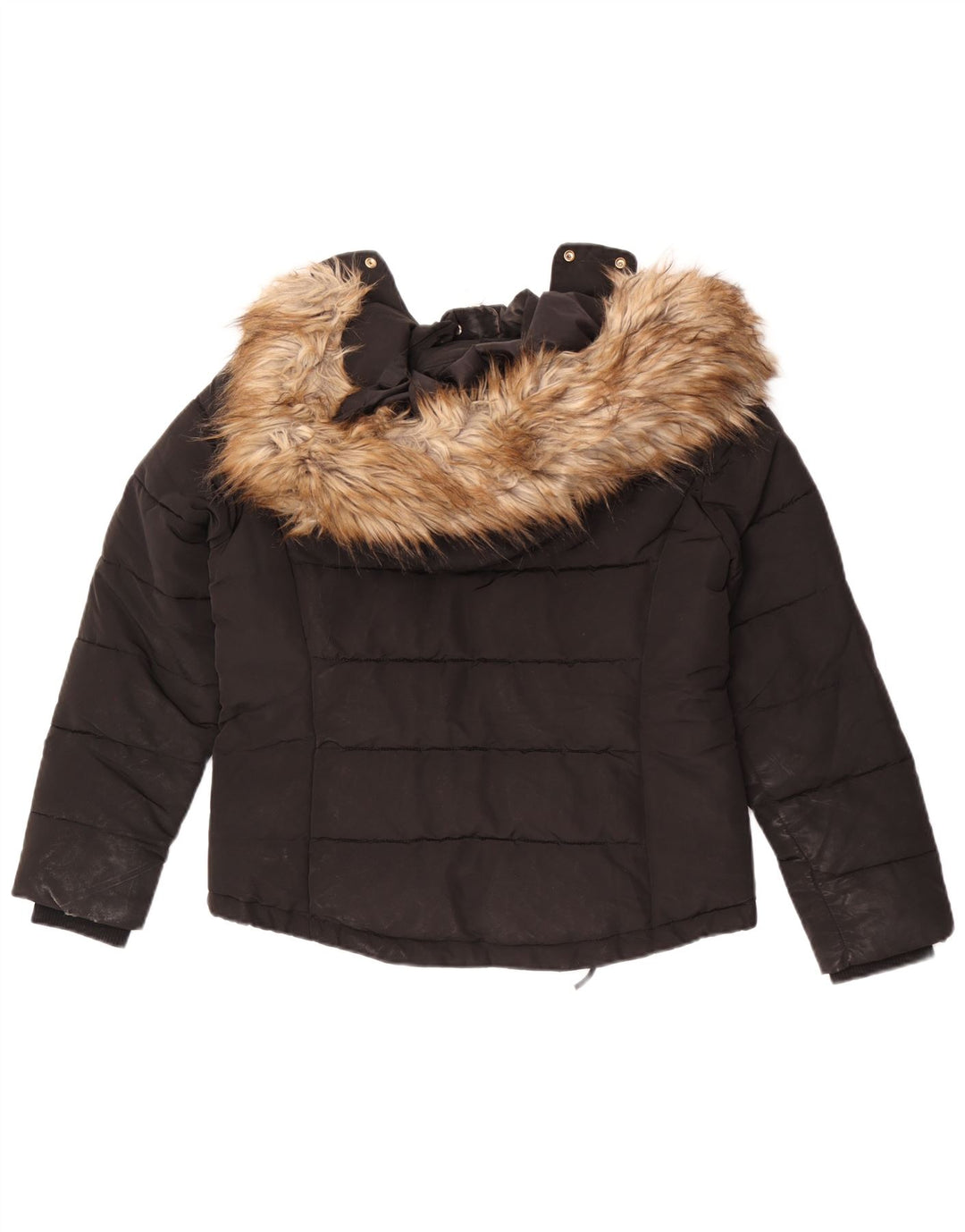Topshop Damen-Jacke mit Kapuze, gepolstert, UK 12, Mittelschwarz, Polyester