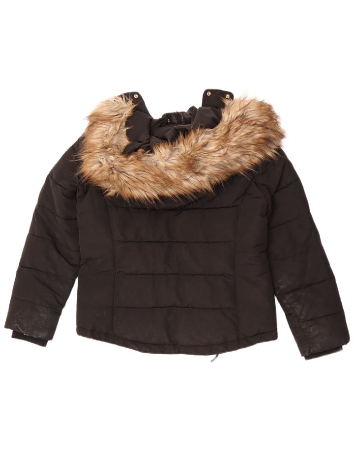 Topshop Damen-Jacke mit Kapuze, gepolstert, UK 12, Mittelschwarz, Polyester