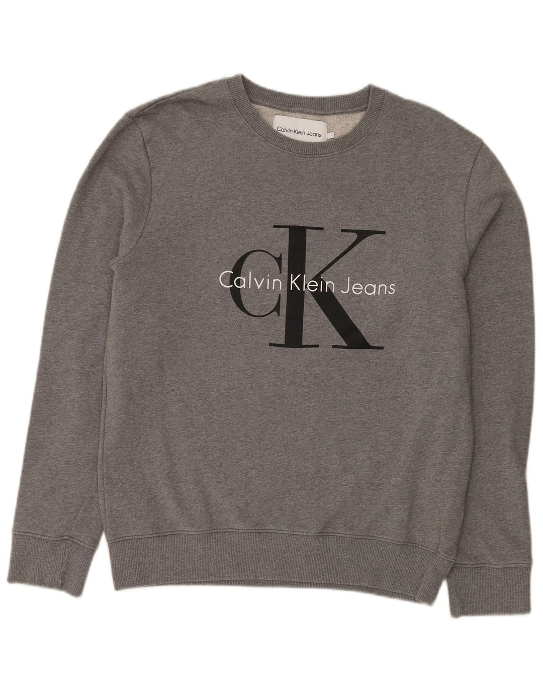 CALVIN KLEIN JEANS Herren-Sweatshirt mit Grafik, groß, graue Baumwolle
