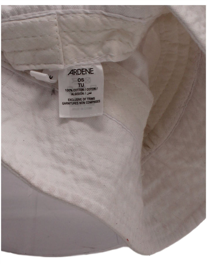 VINTAGE Womens Graphic Bucket Hat One Size White Cotton