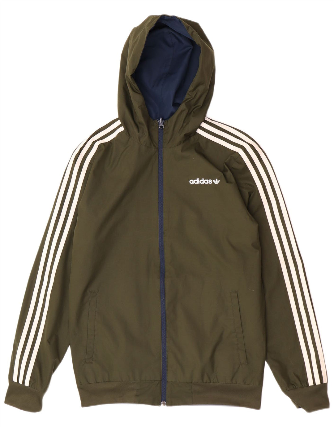 Adidas Herren Kapuzen-Bomber-Wendejacke UK 36 Small Khaki Polyester