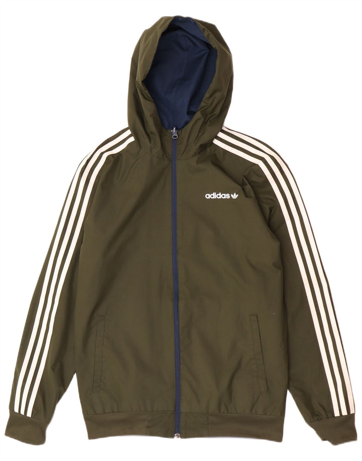 Adidas Herren Kapuzen-Bomber-Wendejacke UK 36 Small Khaki Polyester