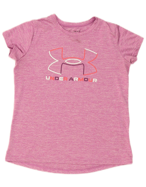 Under Armour Mädchen-T-Shirt mit Grafik, 11–12 Jahre, groß, rosa gefleckt