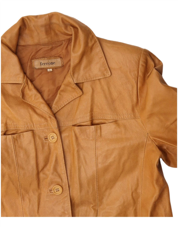 FERRONE Damen Lederjacke UK 16 Großes braunes Leder