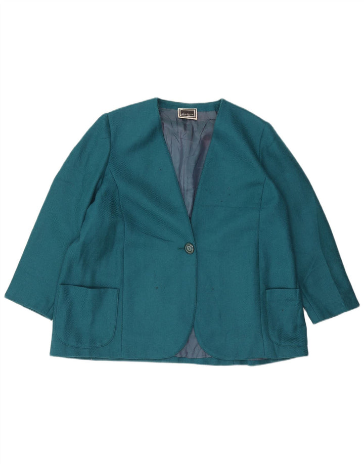 Luisa Spagnoli Damen 1-Knopf-Blazerjacke UK 20 2XL Blaue Wolle