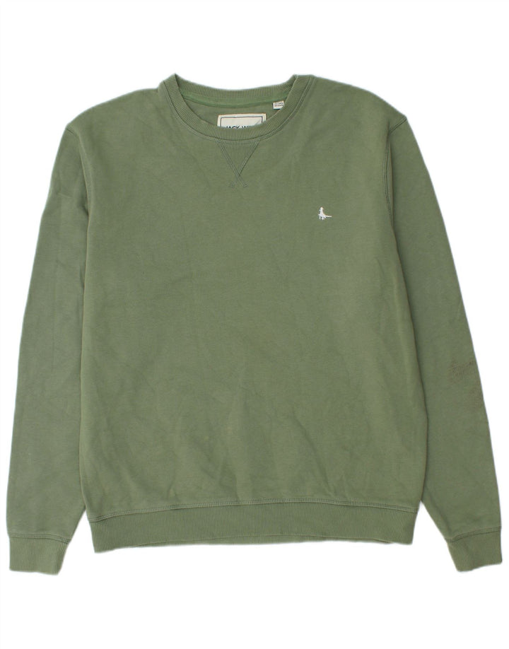 Jack Wills Herren-Sweatshirt-Pullover aus mittelgrüner Baumwolle