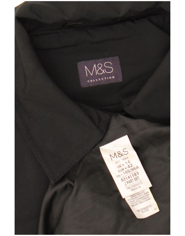 MARKS & SPENCER Damen Trenchcoat UK 14 Large Schwarz Polyester
