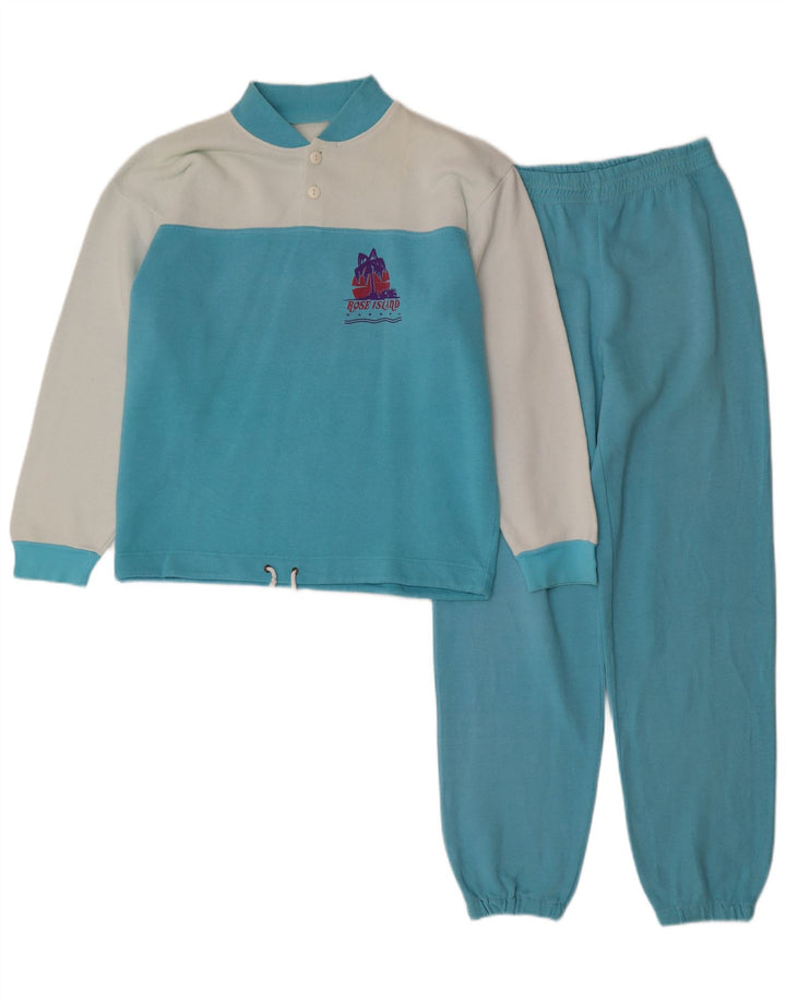 VINTAGE Mens Full Tracksuit Small  Turquoise Colourblock