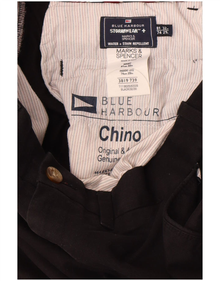 Marks & Spencer Herren Blue Harbour Gerade Chinohose W32 L29 Schwarz