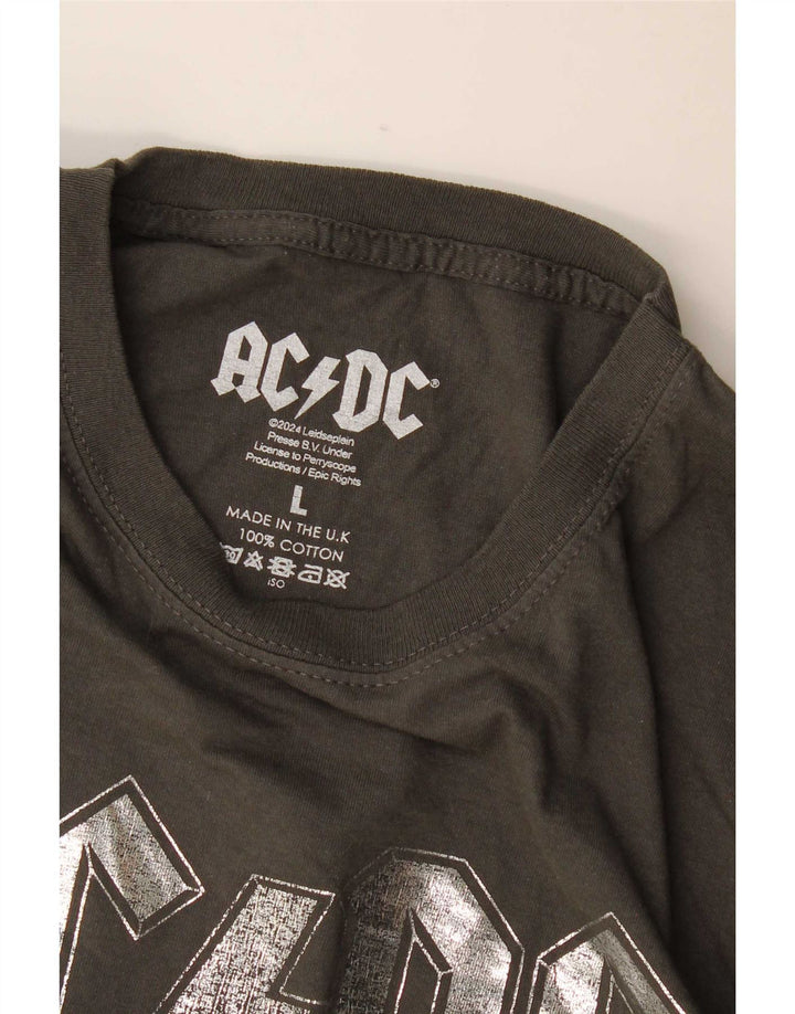 AC/DC Herren-T-Shirt mit Grafik, großes graues Baumwollband