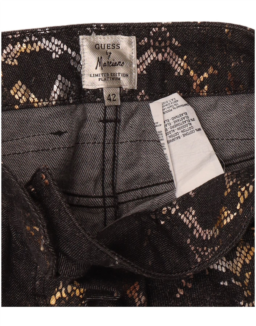 Guess By Marciano Damen Jeansrock IT 42 Medium W30 Schwarze Baumwolle
