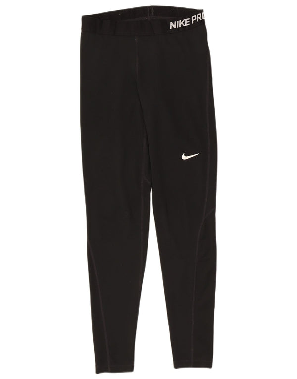 Nike Damen Dri Fit Graphic Leggings UK 12 Medium Schwarz