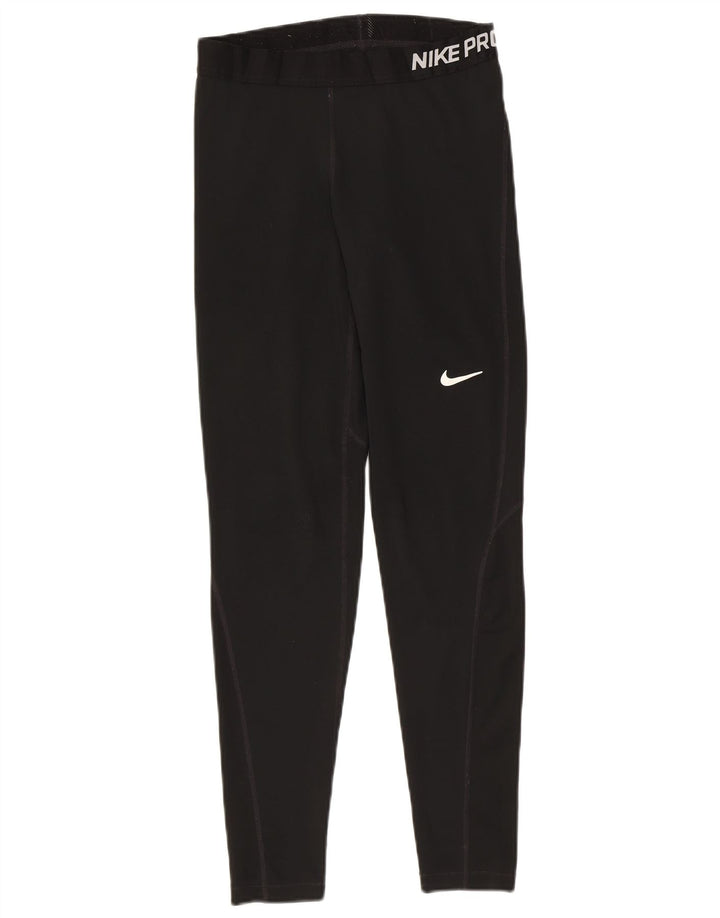 Nike Damen Dri Fit Graphic Leggings UK 12 Medium Schwarz