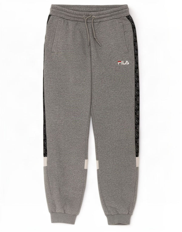 Fila Herren-Trainingsanzug mit grafischem Muster, Jogginghose, Größe S, Grau, Colourblock-Baumwolle