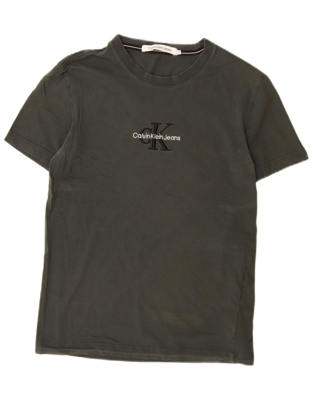 CALVIN KLEIN JEANS Herren Grafik T-Shirt Top Small Khaki Baumwolle
