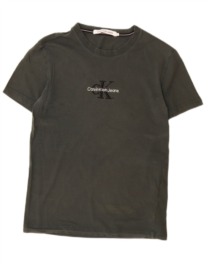 CALVIN KLEIN JEANS Herren Grafik T-Shirt Top Small Khaki Baumwolle