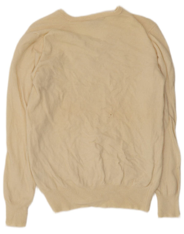 Vintage Damen Pullover mit V-Ausschnitt IT 50 XL Beige Wolle