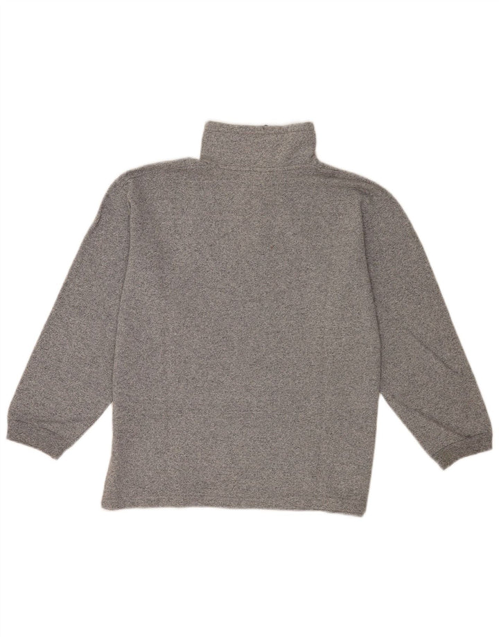 Asics Herren-Sweatshirt mit grafischem Reißverschluss und Rundhalsausschnitt, Größe S, grau gefleckte Baumwolle
