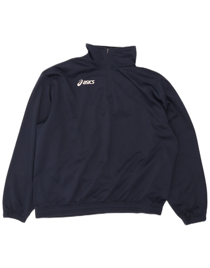 Asics Herren Pullover Trainingsanzug Top Jacke XL Marineblau Polyester