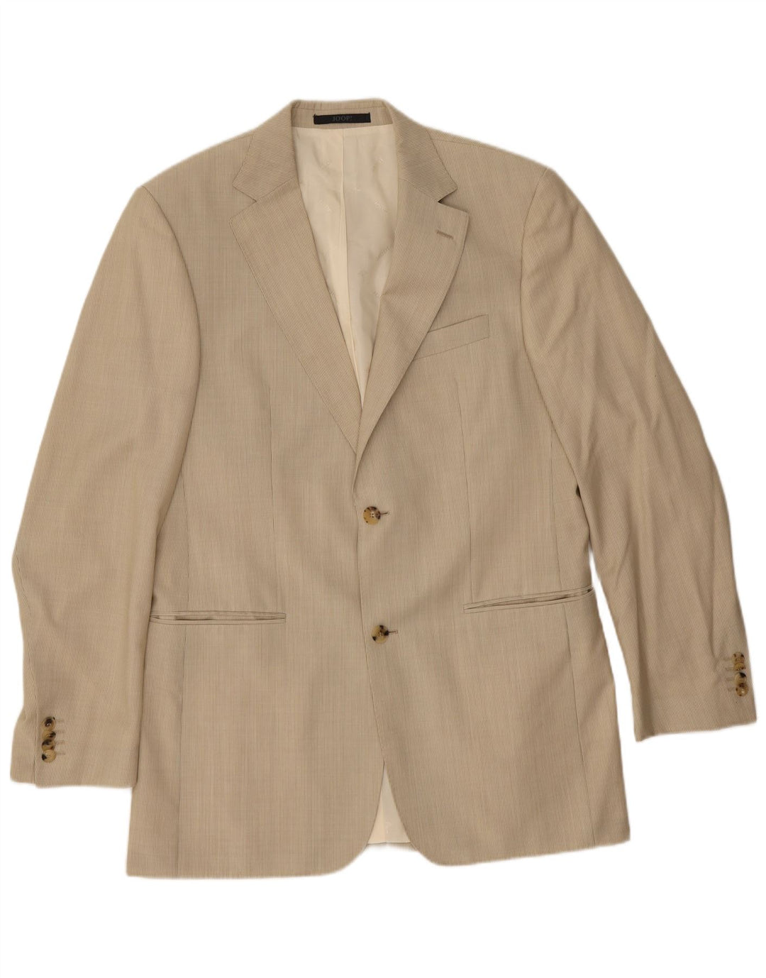 Joop Herren-Blazer mit 2 Knöpfen, IT 48, mittelbeige, Nadelstreifen-Schurwolle