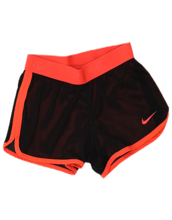 Nike Damen Dri Fit Graphic Sport Shorts UK 6 XS Schwarz Farbblock