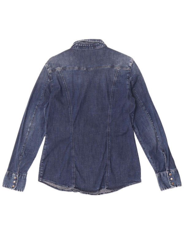 Gas Damen Jeanshemd UK 14 Große blaue Baumwolle