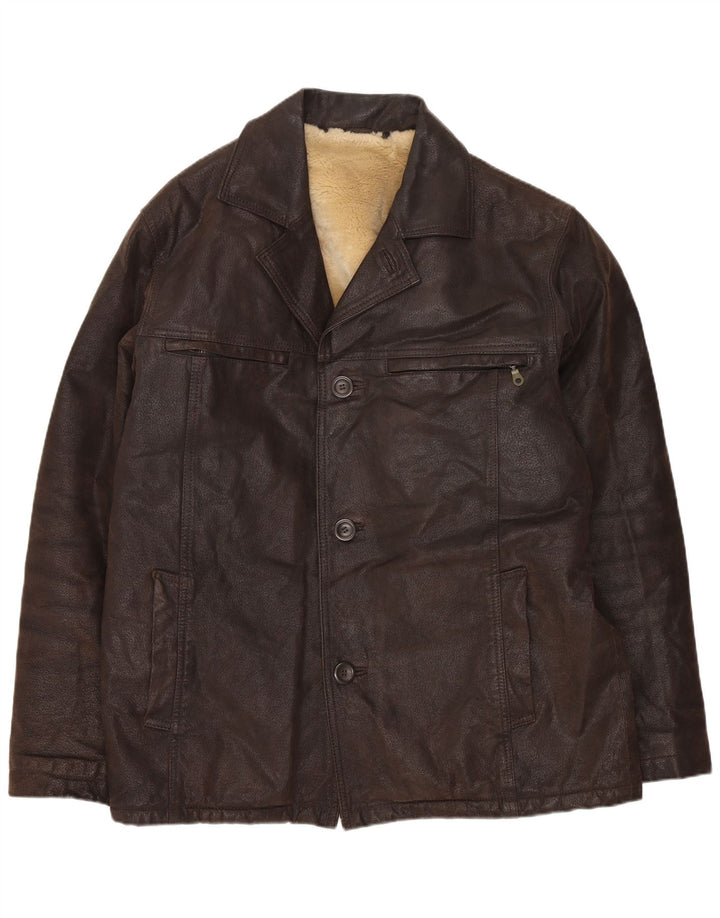 Vintage Herren Sherpa Lederjacke UK 40 Großes braunes Leder