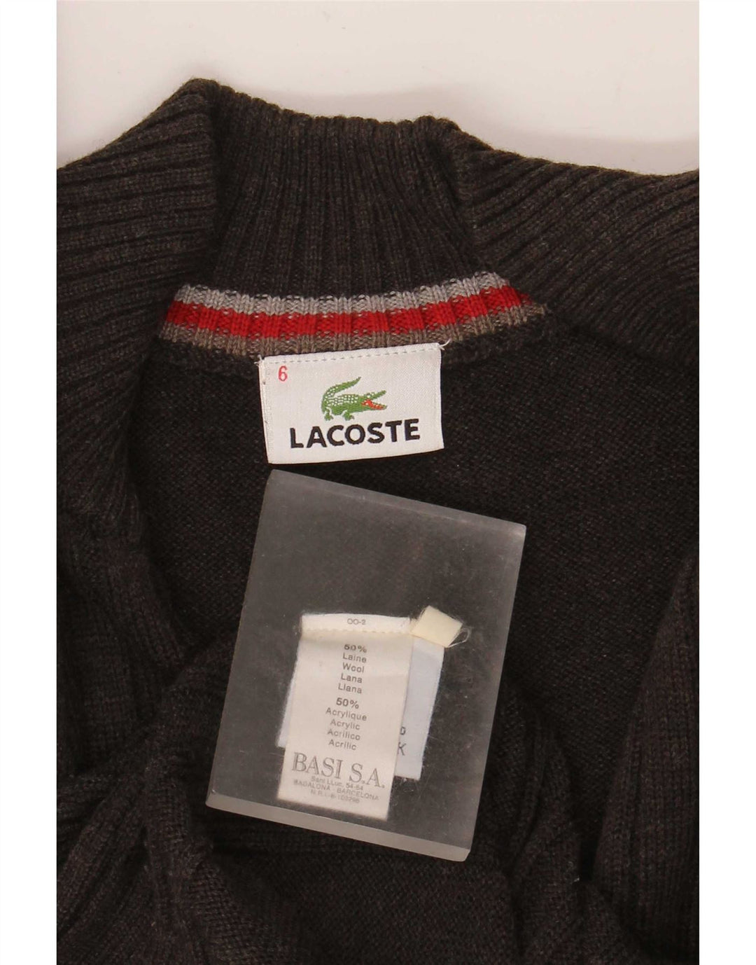 Lacoste Herren Strickjacke Pullover Größe 6 XL Braune Wolle