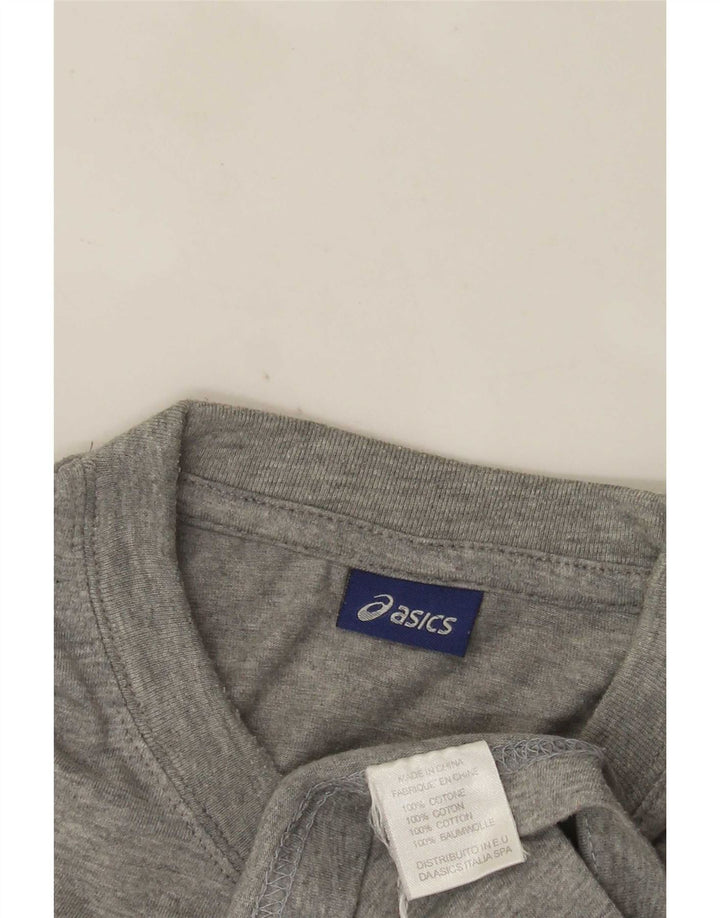 Asics Herren Grafik-T-Shirt-Oberteil aus mittelgrau gefleckter Baumwolle