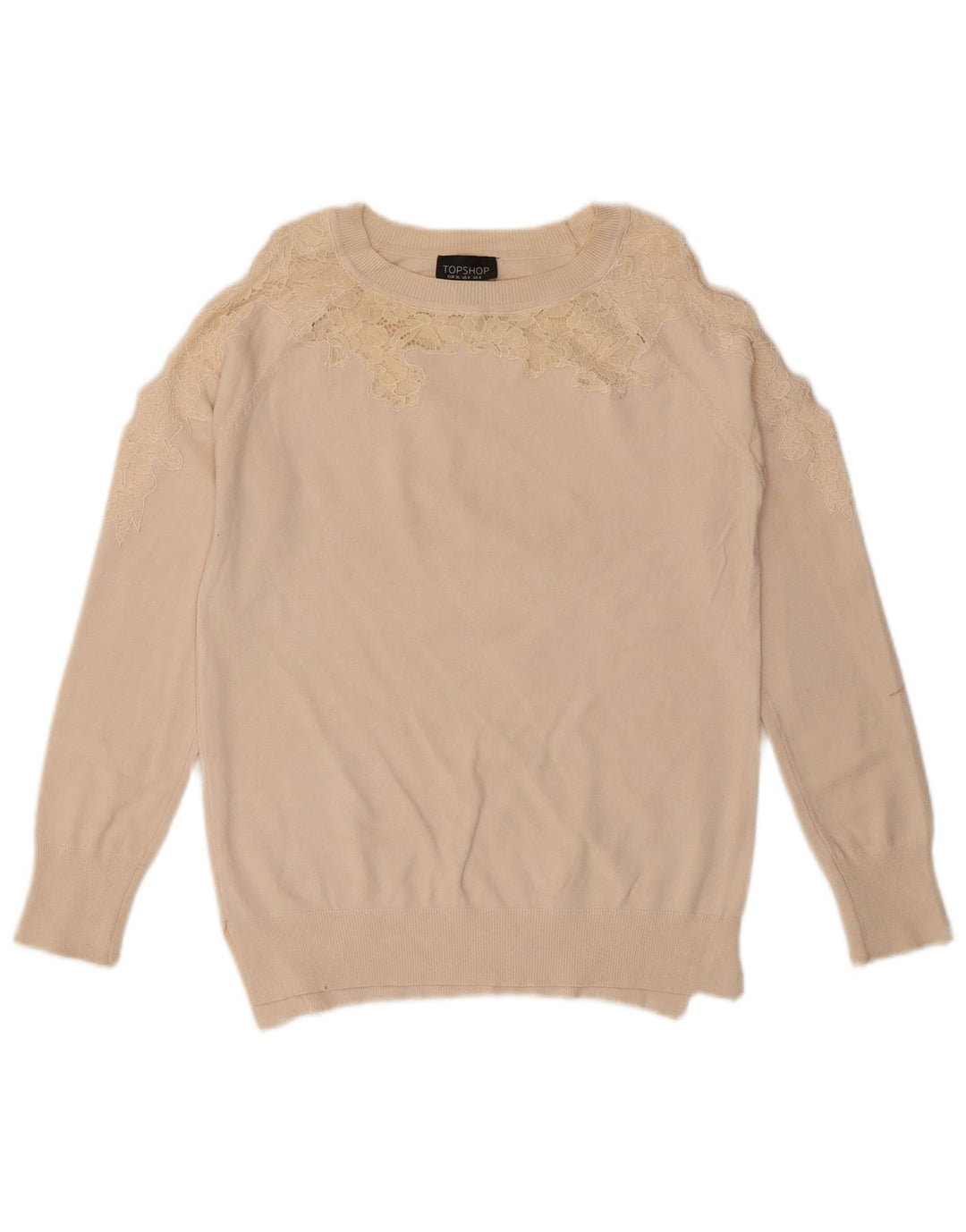 Topshop Damen-Pullover mit U-Boot-Ausschnitt, Gr. 8, Beige