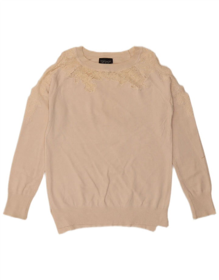 Topshop Damen-Pullover mit U-Boot-Ausschnitt, Gr. 8, Beige