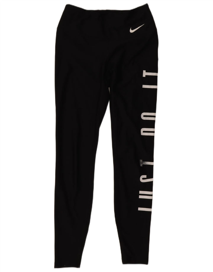 Nike Damen Dri Fit Graphic Leggings UK 4 XS Schwarz Polyester