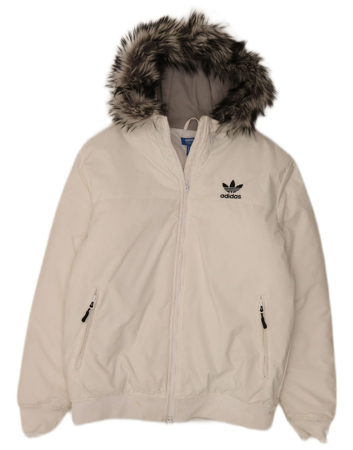 Adidas Herren Kapuzenjacke, gepolstert, UK 38, mittelweißes Nylon
