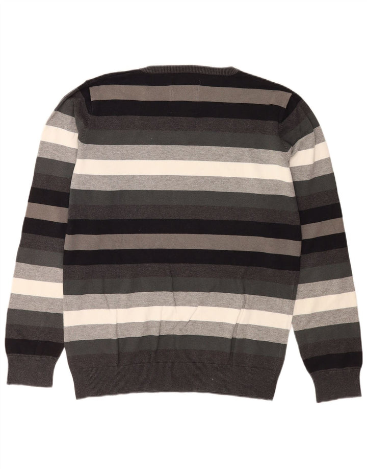 Jack & Jones Herren-Pullover mit V-Ausschnitt, groß, grau gestreift