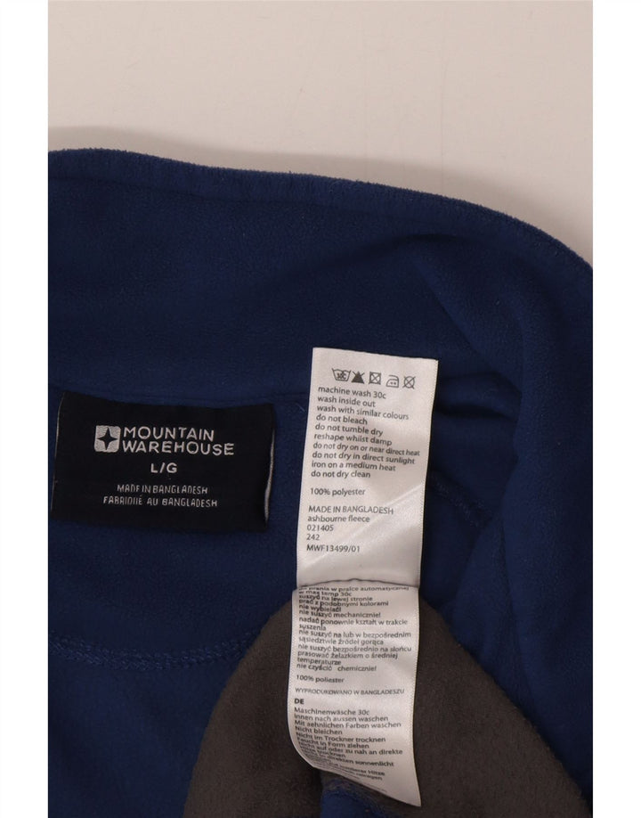 Mountain Warehouse Herren-Fleecepullover mit Reißverschluss am Kragen, Größe L, Blau, Farbblock
