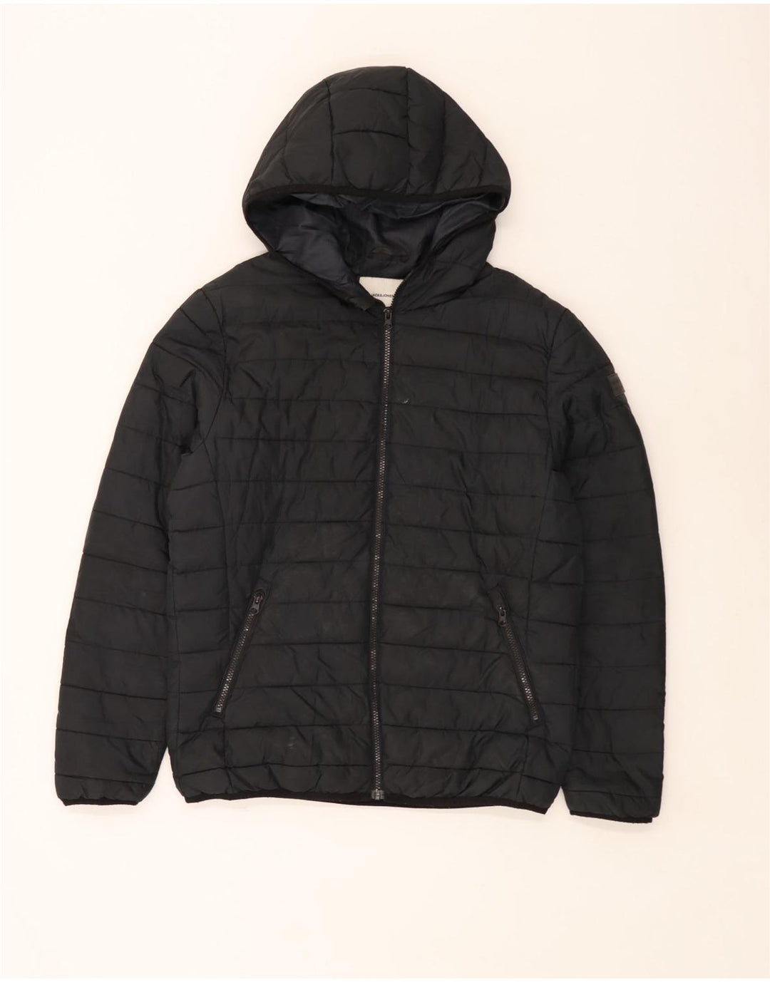 Jack & Jones Herren-Jacke mit Kapuze, gepolstert, UK 40, Größe L, Schwarz, Polyester