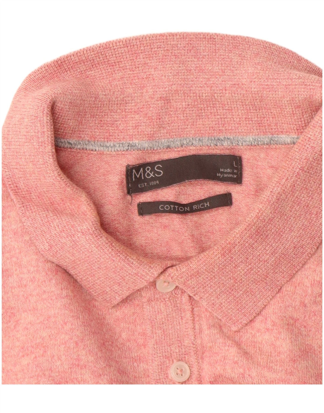 Marks & Spencer Herren-Polo-Pullover aus Baumwolle, groß, Rosa