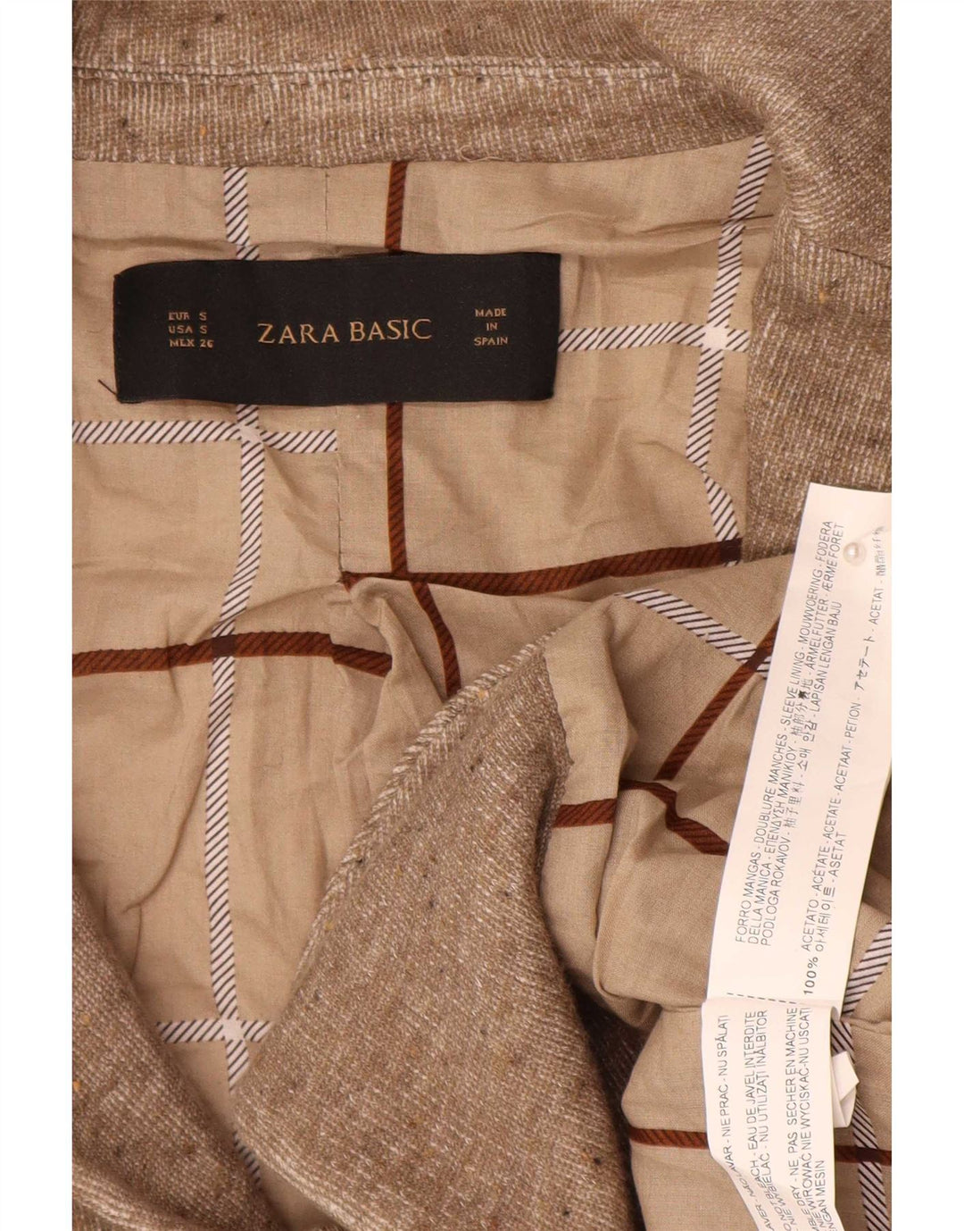 Zara Damen-Blazer mit 1 Knopf, Gr. 10, klein, braun meliert, Acetat