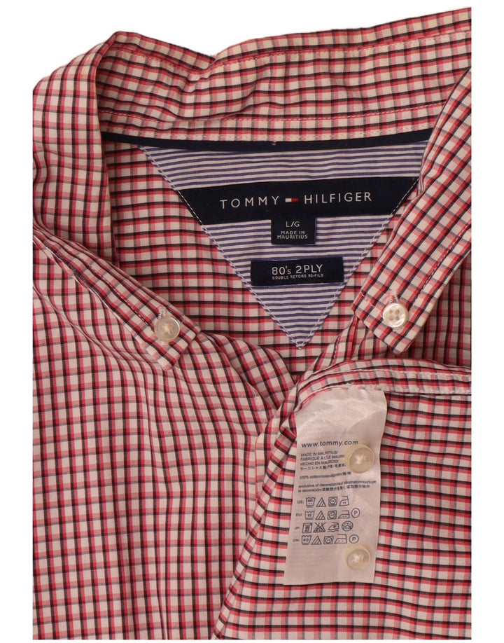 Tommy Hilfiger Herrenhemd, groß, rot kariert, Baumwolle