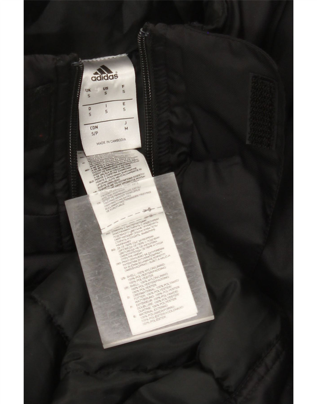 Adidas Herren Graphic Loose Fit gepolsterter Mantel UK 36 Small Schwarz Nylon
