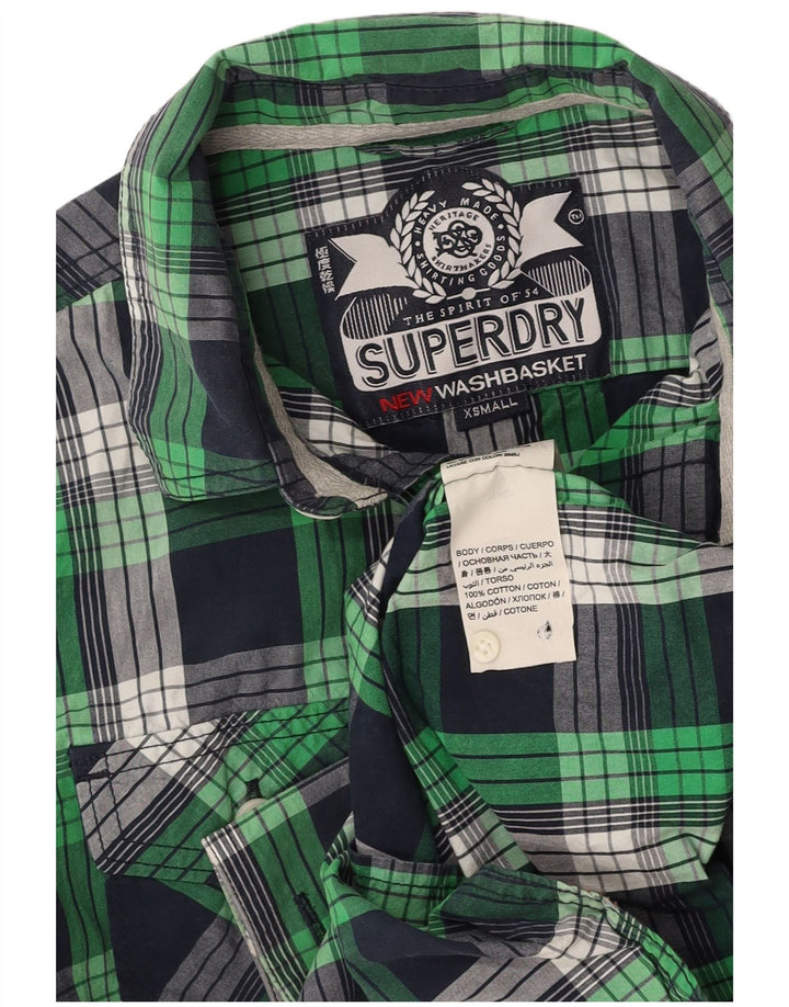 SUPERDRY Herrenhemd XS Marineblau kariert Baumwolle