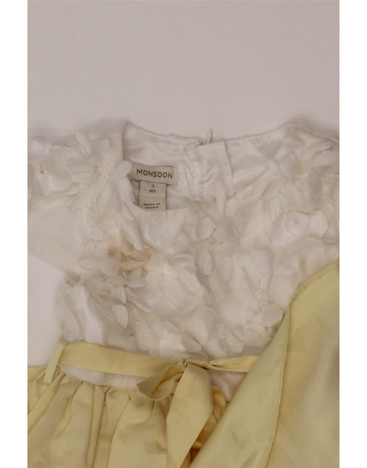 Monsoon A-Linien-Kleid für Mädchen, 2–3 Jahre, gelbes Colourblock-Polyester