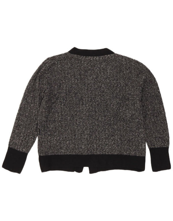 Luisa Spagnoli Damen Crop Cardigan Pullover UK 16 Large Grau meliert